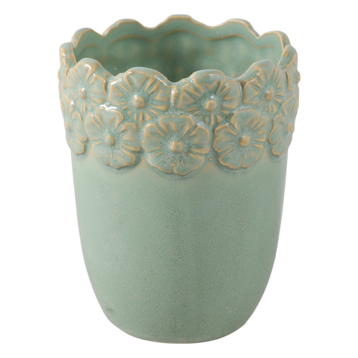 4" Flower Border Pencil Cup, Green