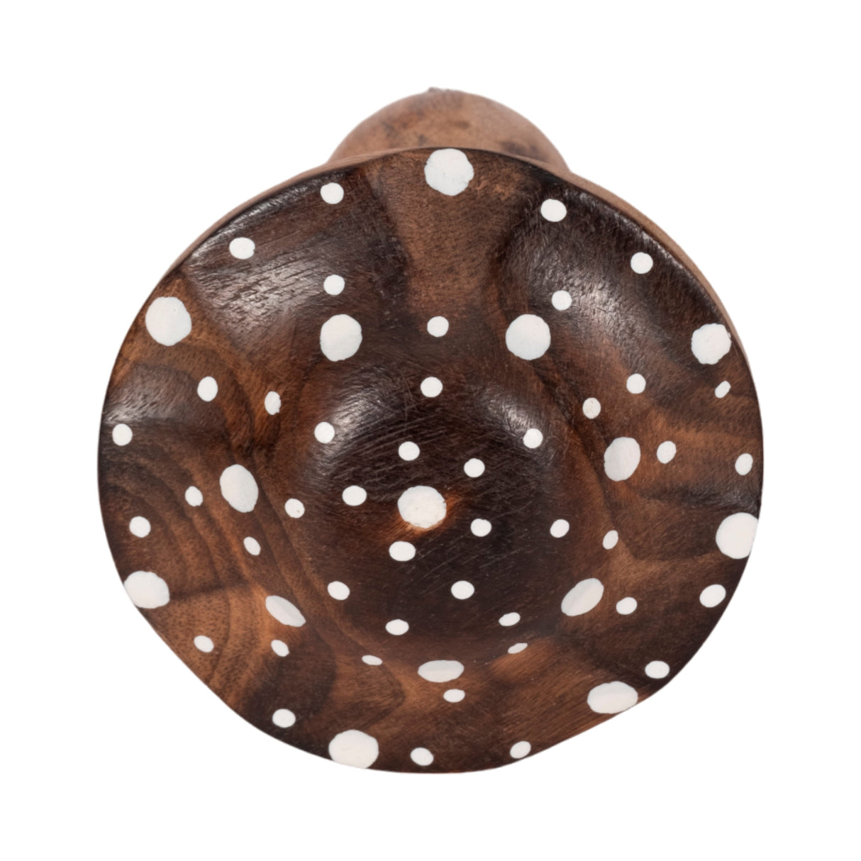 6" Wood Mushroom With White Dots, Brown