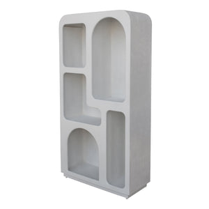 71" Open Cut-out Textured Bookshelf, White