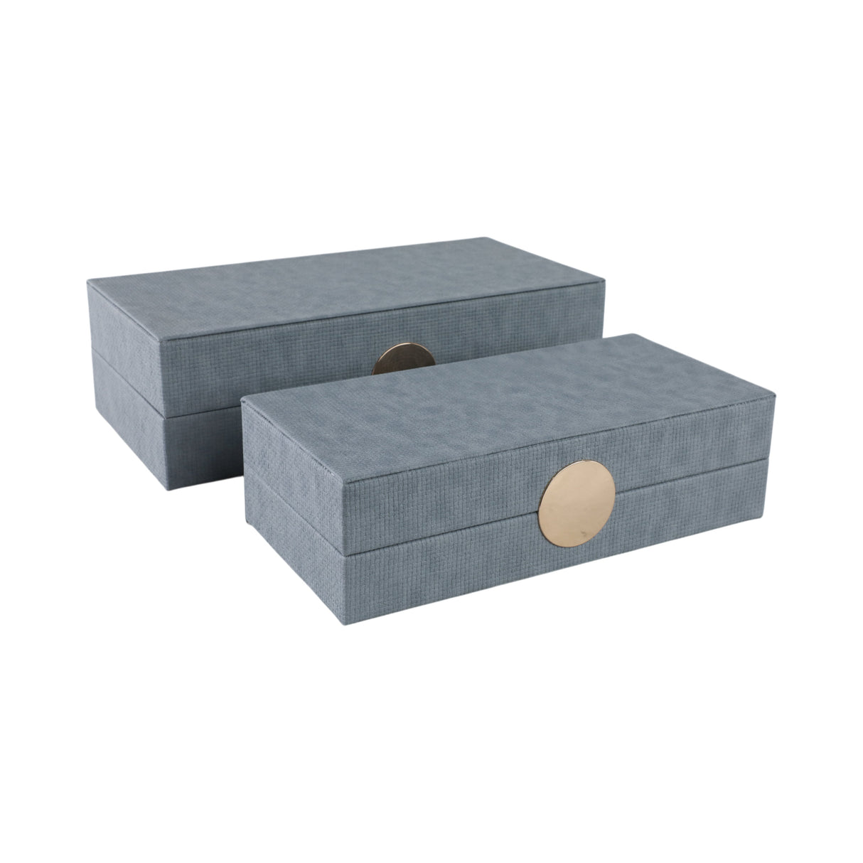S/2 12/14" Rectangular Faux Leather Boxes, Blue