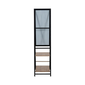 63" Standing Mirror W/ Wood Shelves, Black/natural