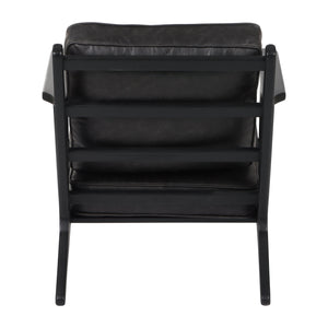 33" Andromeda Top Grain Leather Accent Chair, Blk