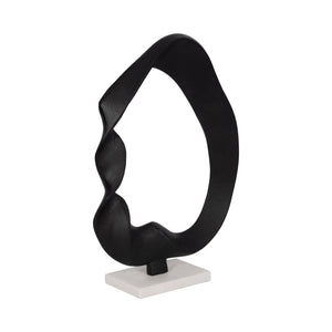 16" Twisted Sculpture On Marble Base, Black/white