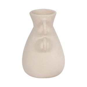 12" Vase With 4 Handles, Paper Mache, Ivory