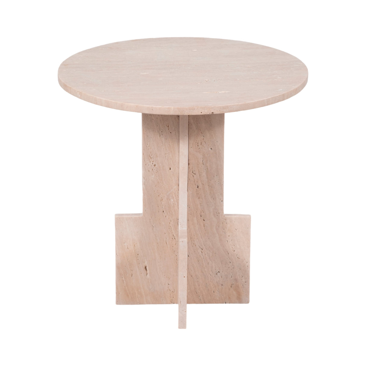 18" Travertine Accent Table Kd, Tan