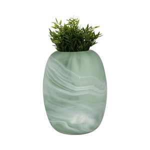 12" Garbo Medium Green Glass Vase