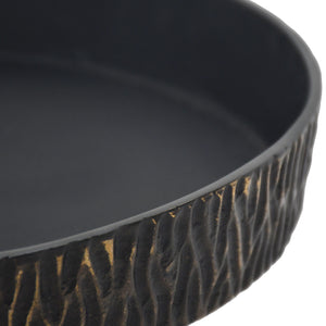 14" Cali Metal Pedestal Tray, Black