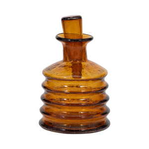 12" Clarimond Ridged Amber Glass Bottle