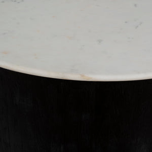 34" Gold Pedestal Coffee Table Marble Top, Wht/blk