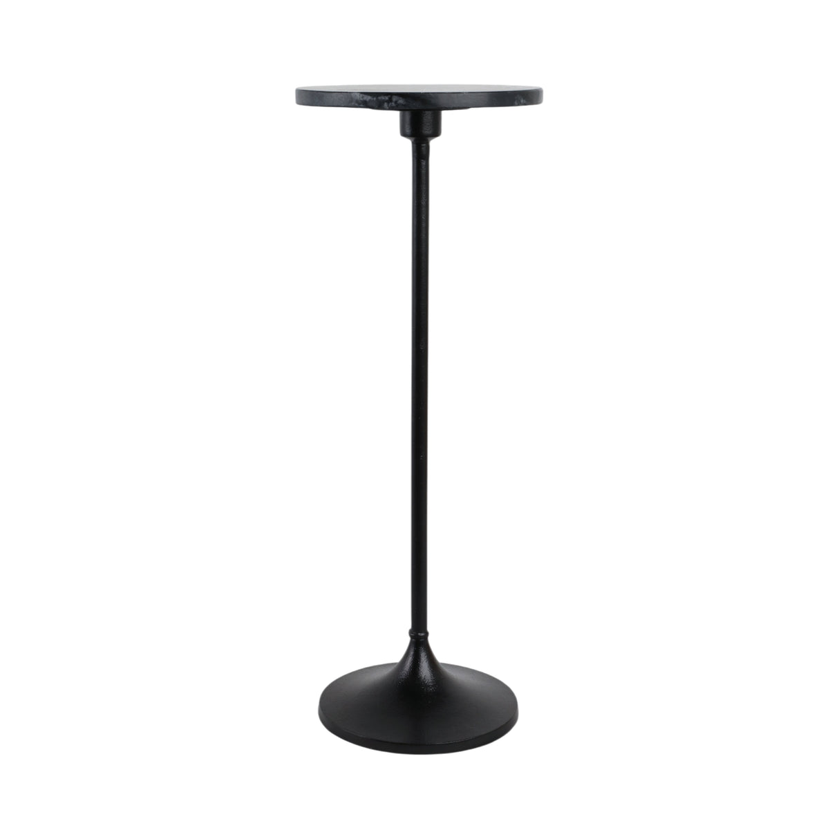 27X10" MARBLE TOP DRINK TABLE, BLACK