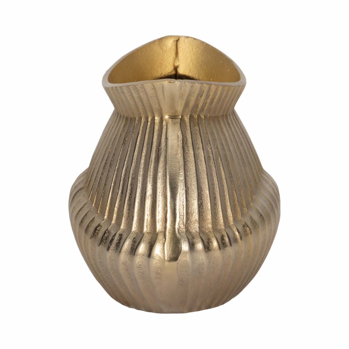 11" Balina Metal Boat Shaped Vase, Gold