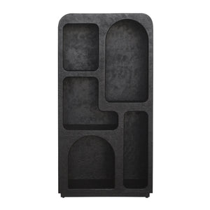 71" Open Cut-out Textured Bookshelf, Black