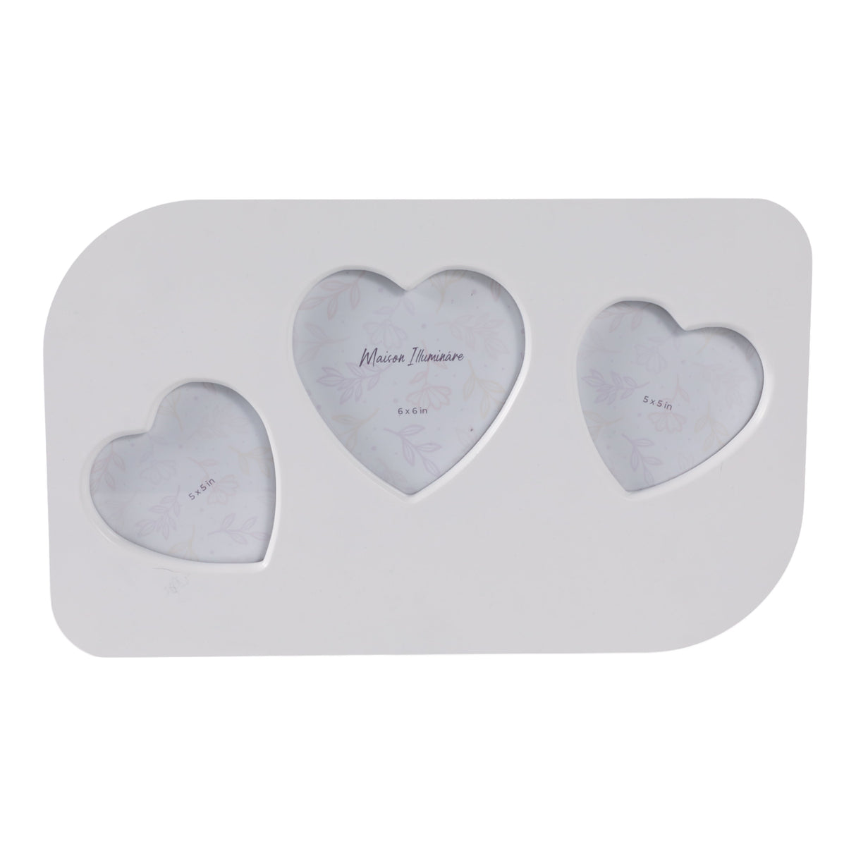 18x11" 3 Hearts Collage Photo Frame, White