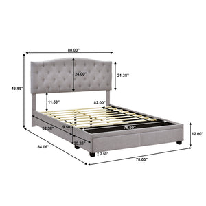 King Tufted Storage Bed - Glacier