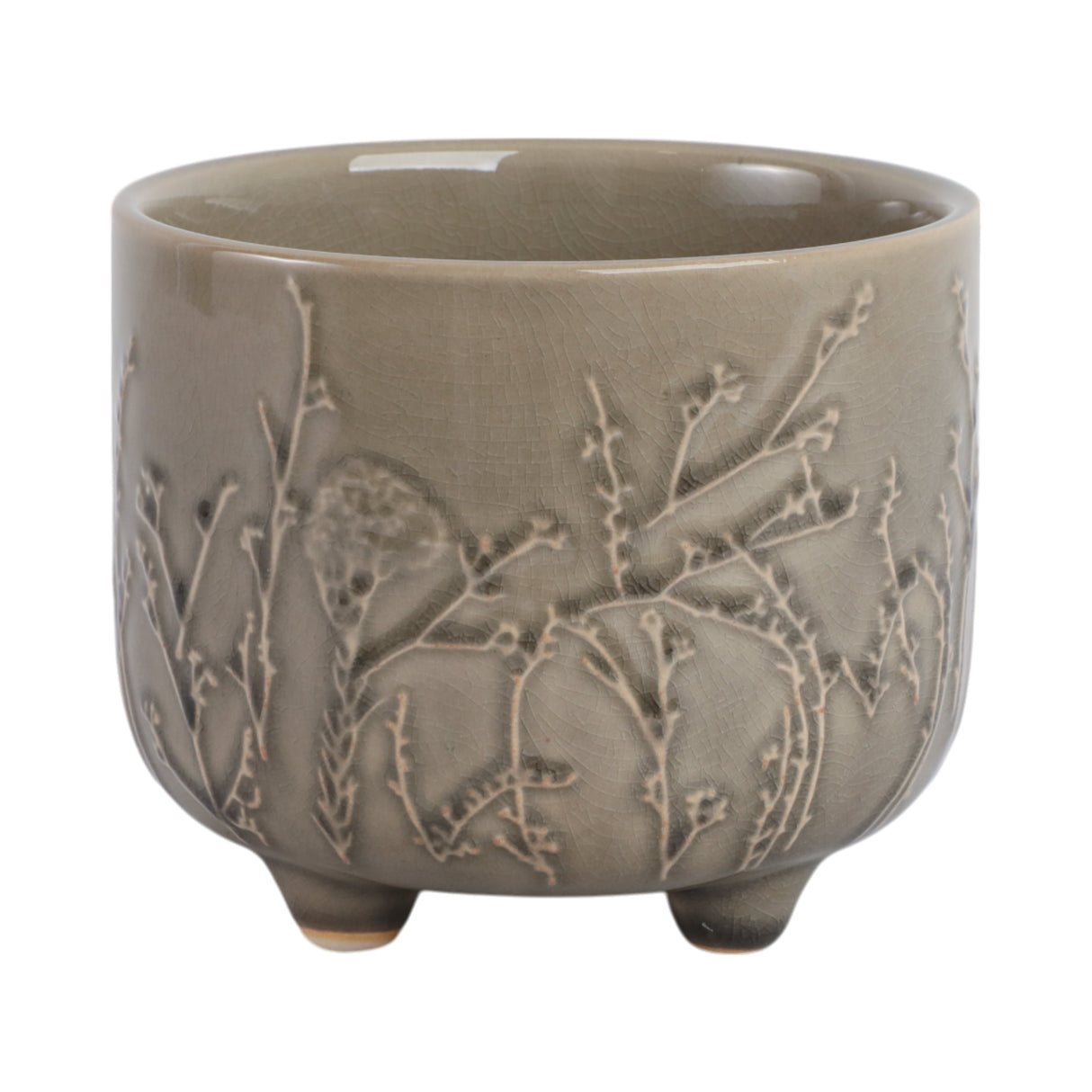 6" FLOWER BRANCHES PLANTER, CREAM