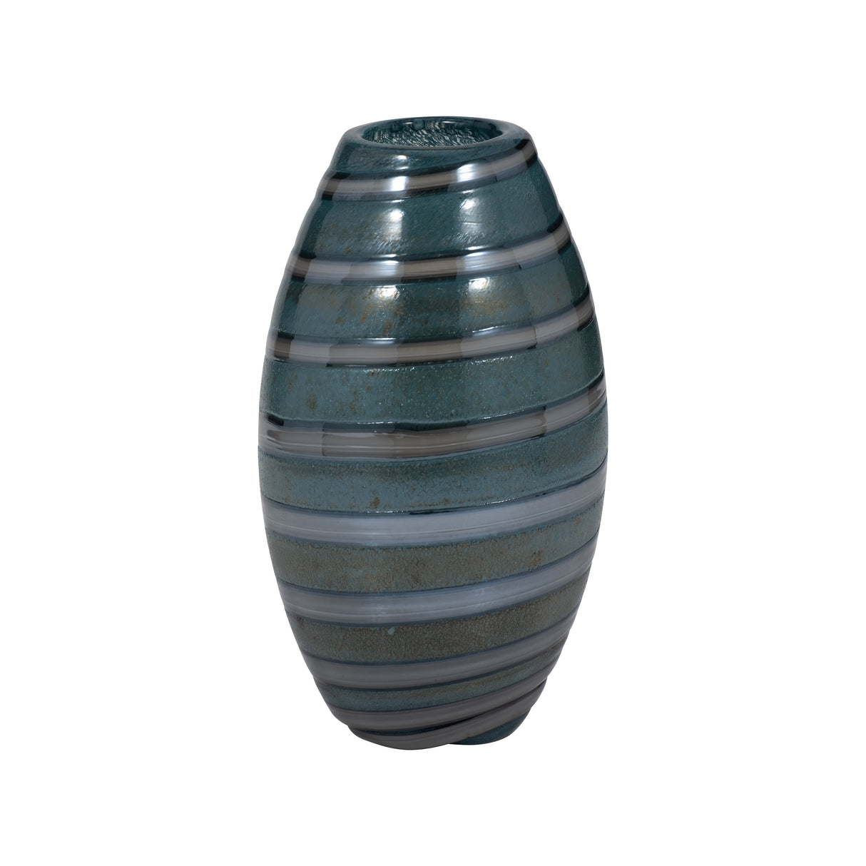 10" Santiago Striped Blue Glass Vase