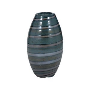 10" Santiago Striped Blue Glass Vase