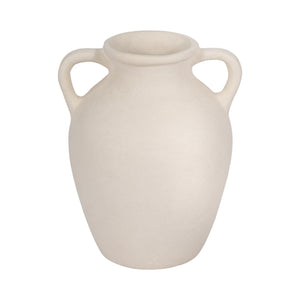 12" Vase With Handles, Paper Mache, Ivory