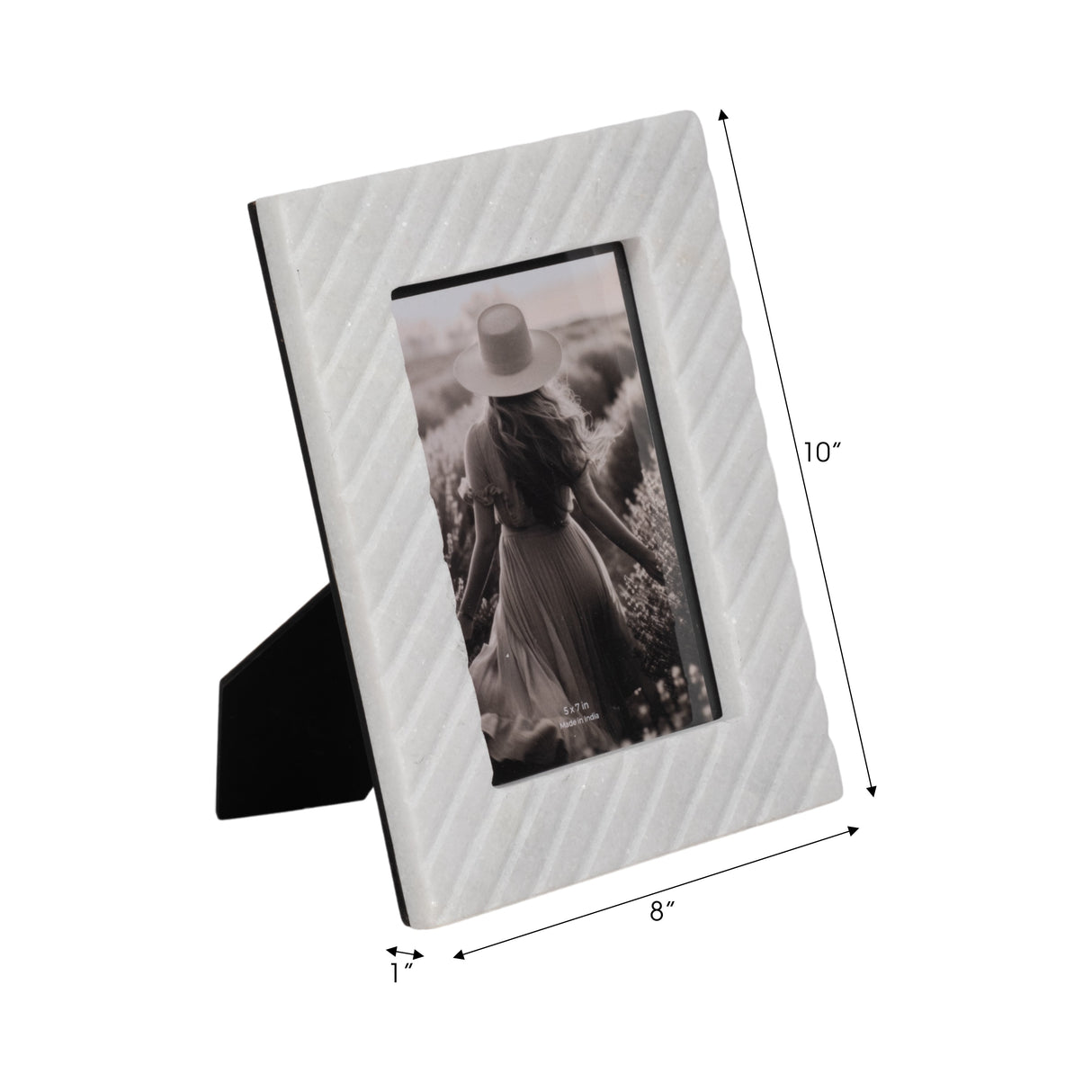 5x7 Marble Ridged Photo Frame, White