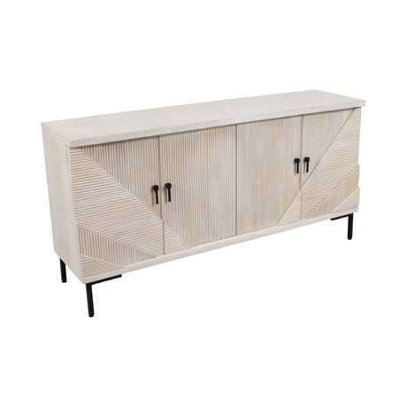 60" Harlow Carved Wood Sideboard, White Washed