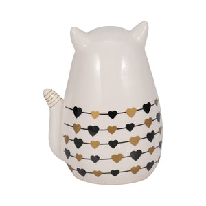 7" Black And Gold Hearts Kitty, White