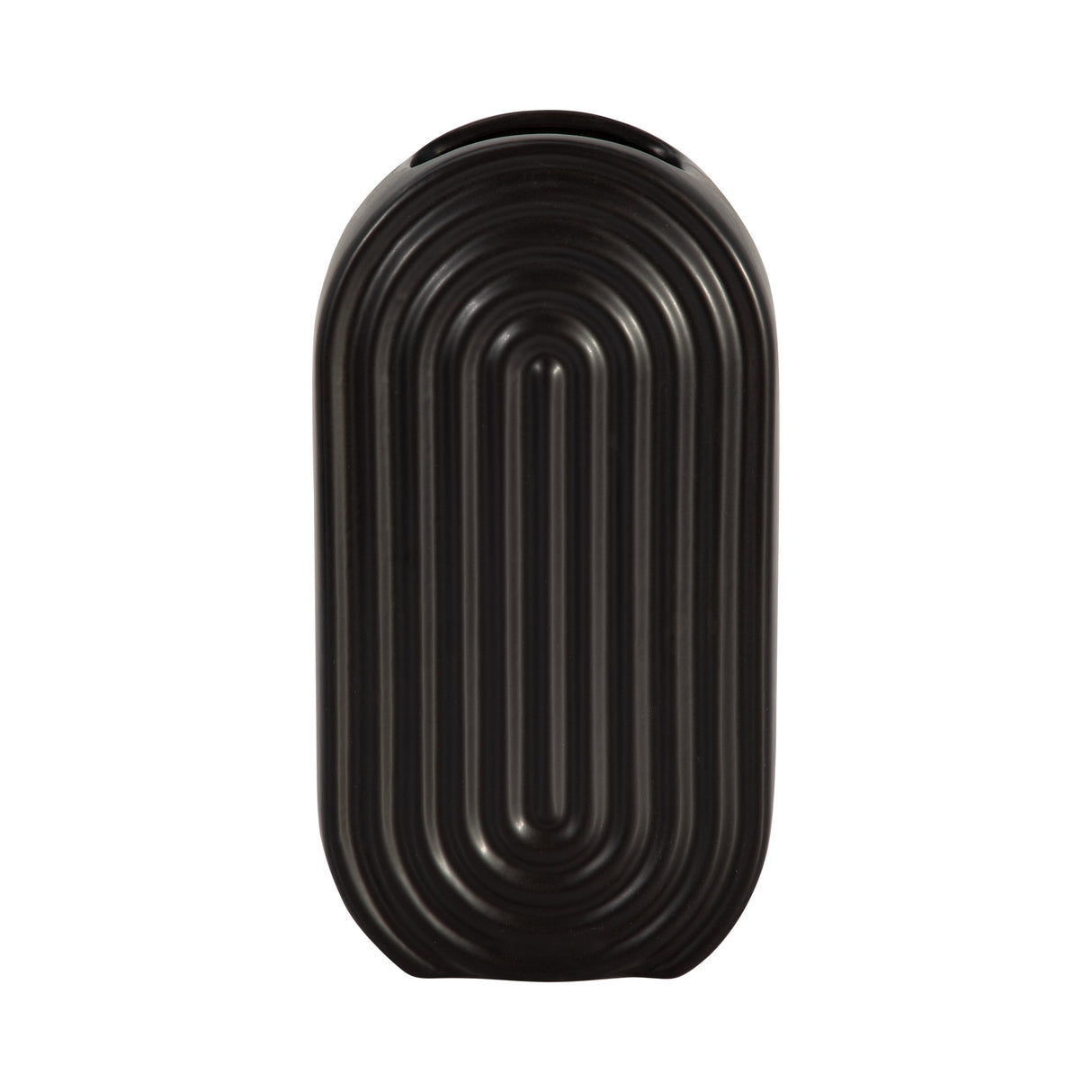 CER, 11" OVAL RIDGED VASE, BLACK