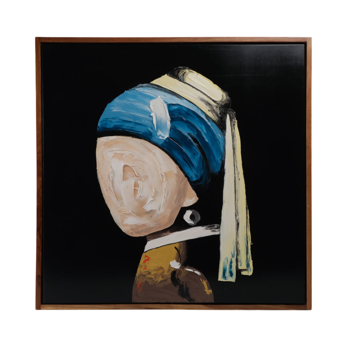 47x47 Hand Painted Girl With Pearl Earring, Multi
