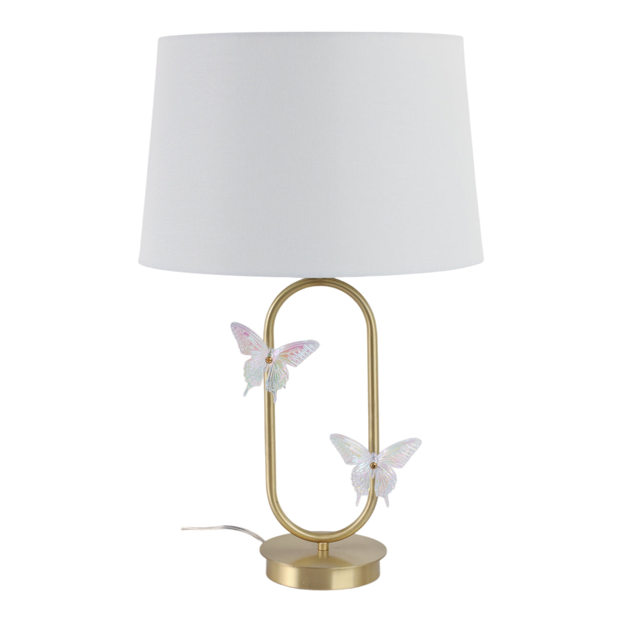 24x15" Metal Table Lamp With Glass Butterflies, Go