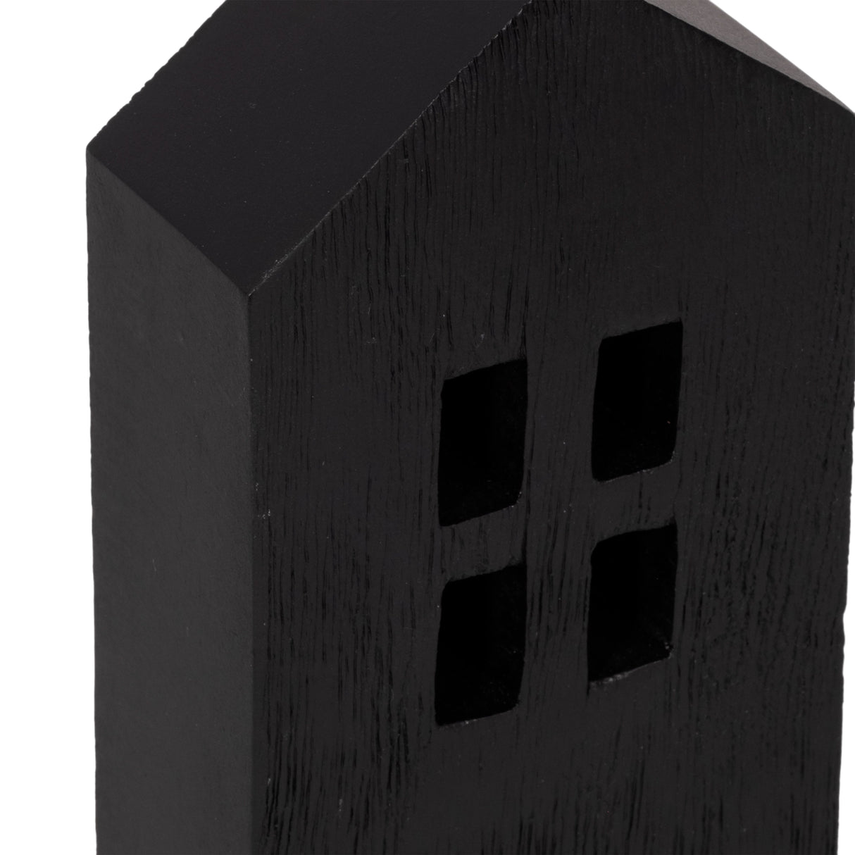 10" Wood House Decor, Black