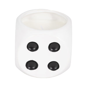 4" 9 Oz Tobacco Dice Candle, White/black