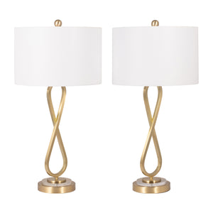 Metal, S/2 28" Infinity Table Lamps, Gold