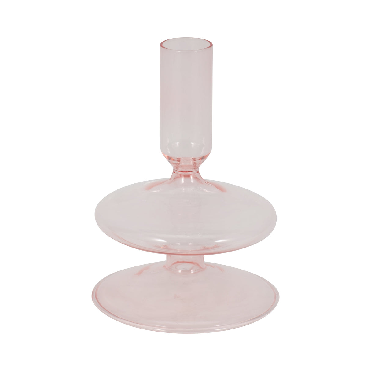 5" Vintage Glass Taper Candle Holder, Pink