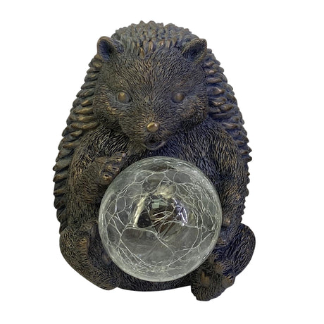 8" Hedgehog With Solar Orb,antique Copper