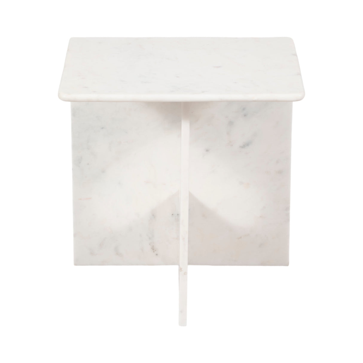 20" Marble Accent Table, White