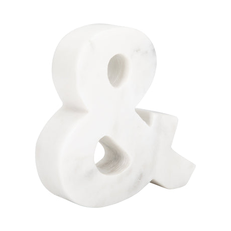 6" Marble Ampersand "&", White