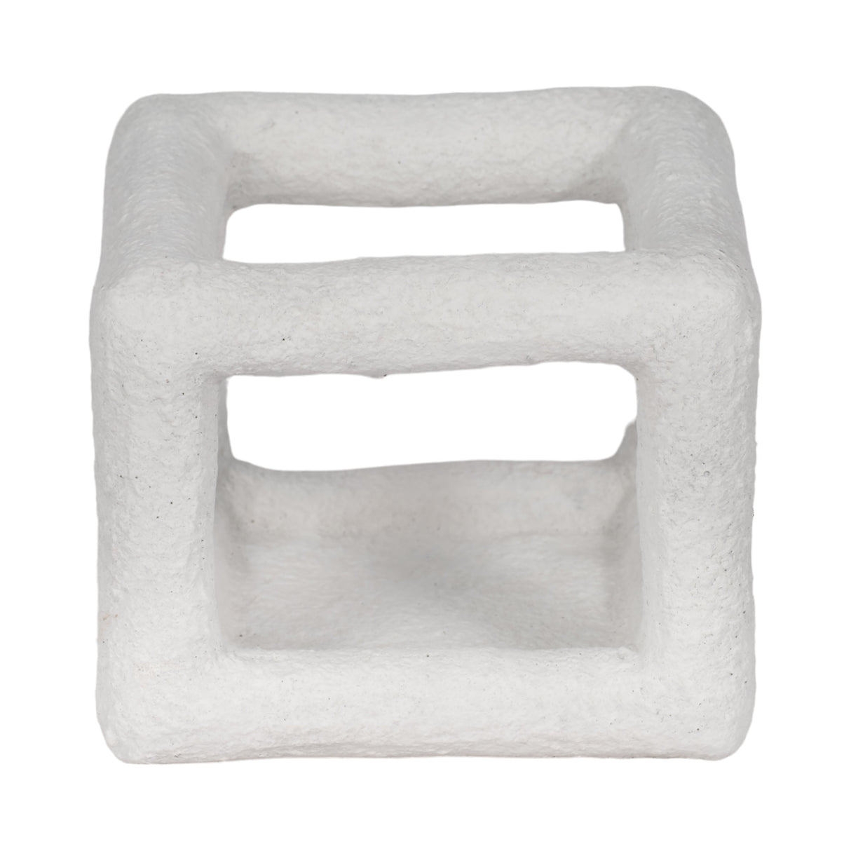 6" Textured Open Square Object, White