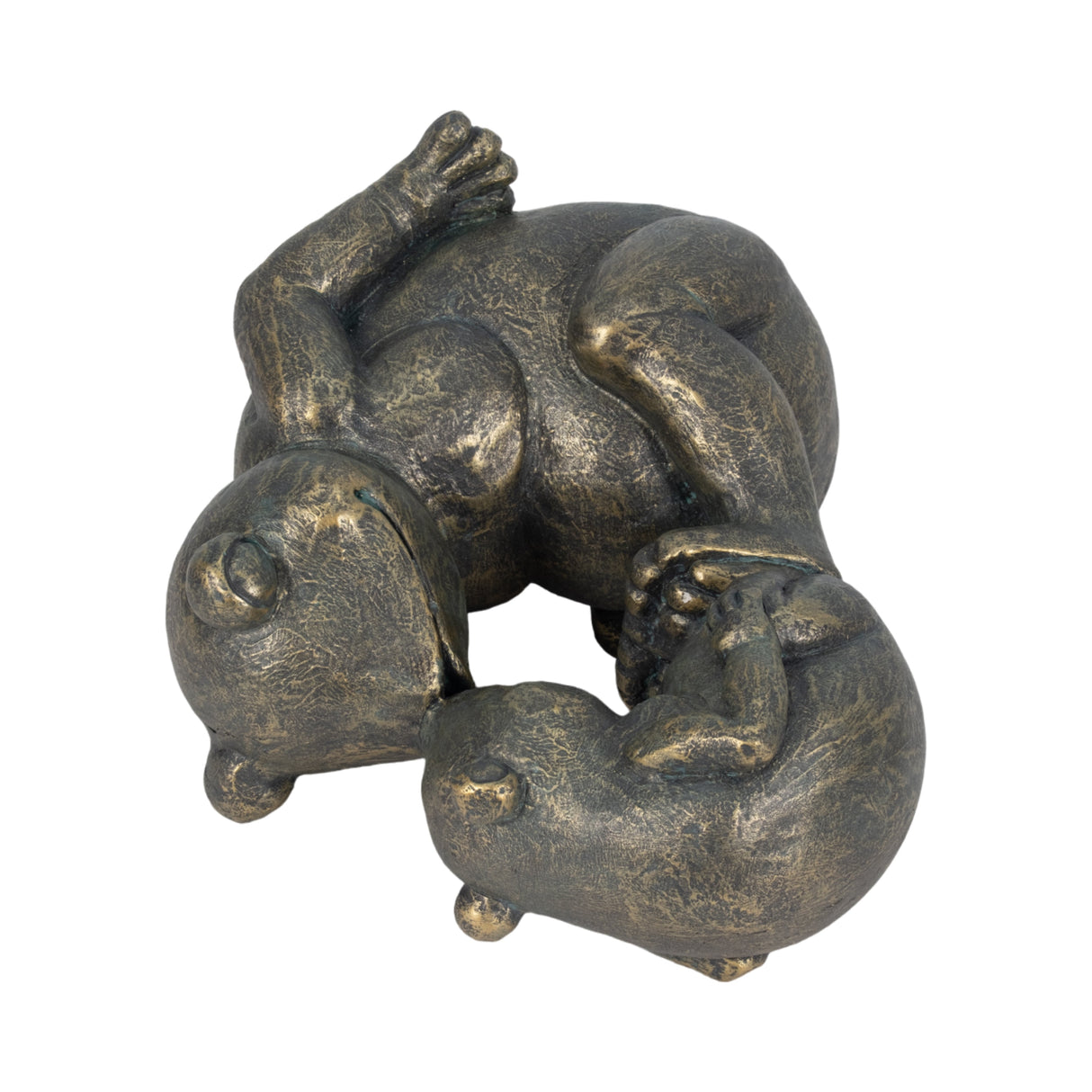 14" Frog Parent And Child Playing, Bronze