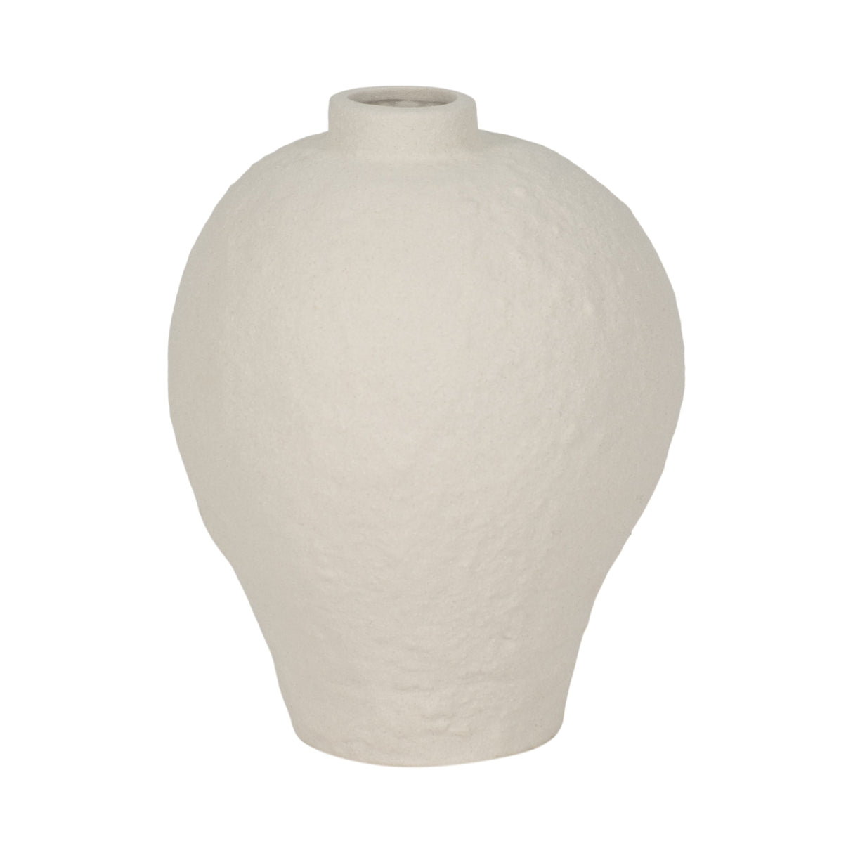 8" Curved Rough Vase, Cream White