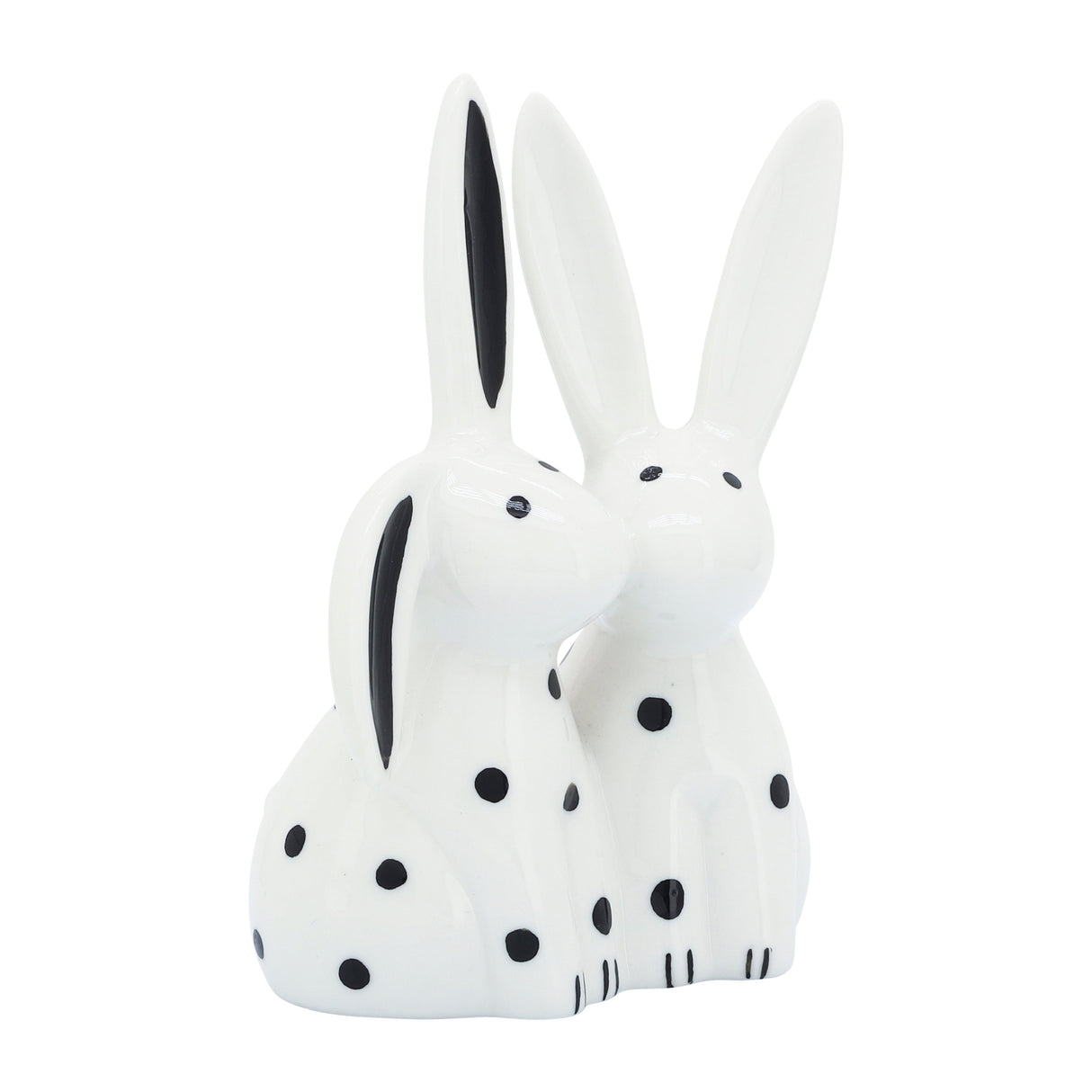 PORCELAIN, 7"H KISSING BUNNIES, WHITE
