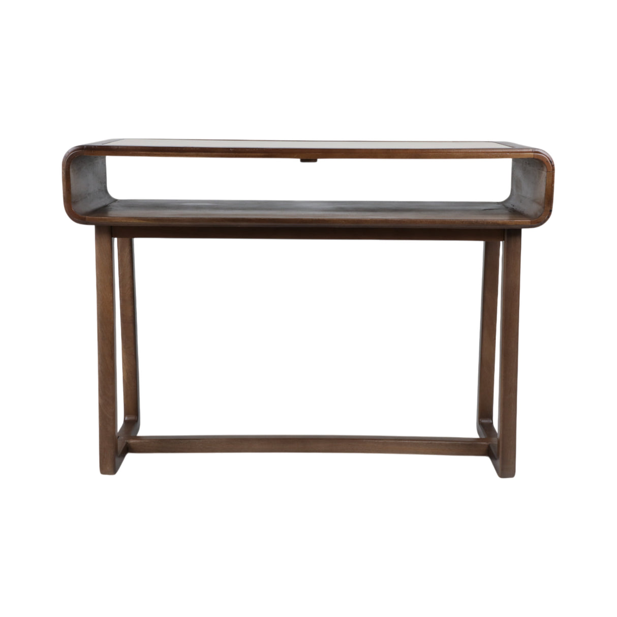 42x30" Travertine Inlay Console Table, Brown