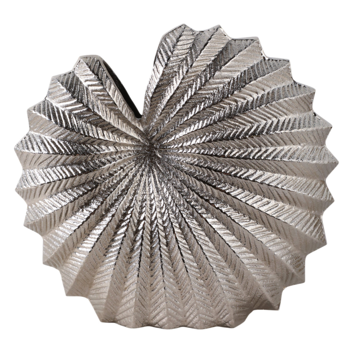 14x14" Seashell Metal Vase, Silver
