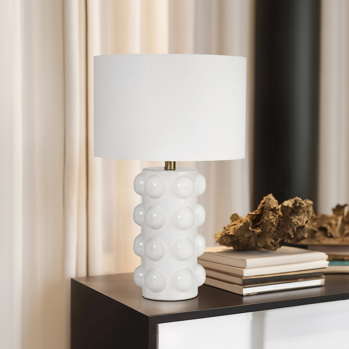 Ceramic 22" Bubble Table Lamp, White