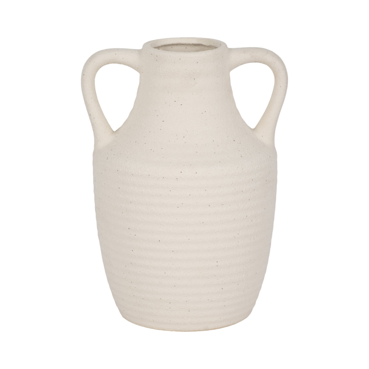 9" Jug Vase W/ Handle Rough Texture, Ivory