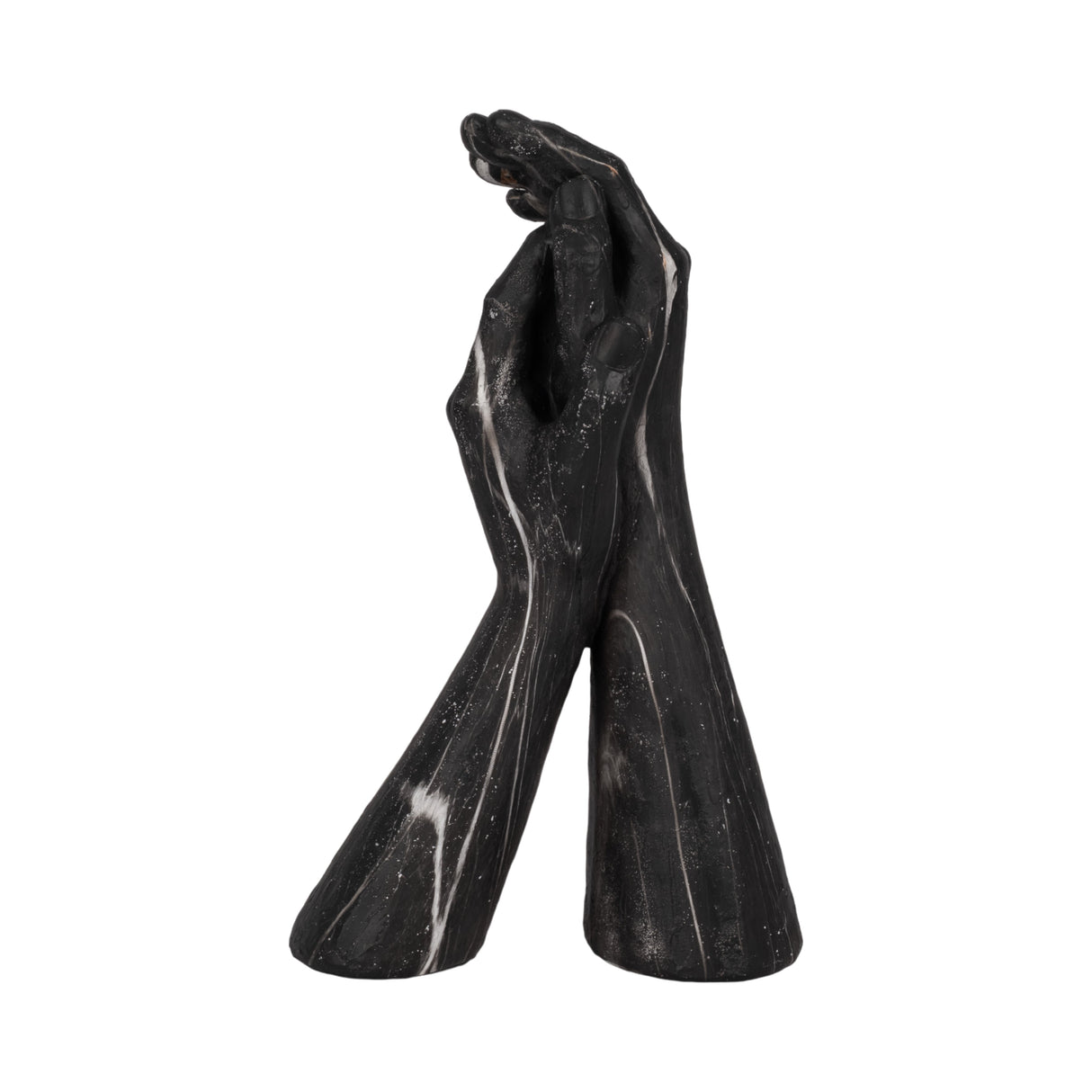 13" Marbled Hands Sculpture, Black/white