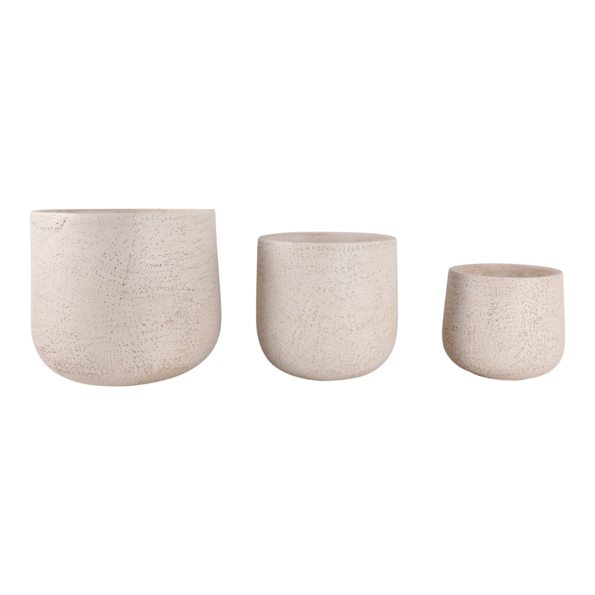 S/3 11/14/18" Resin Cement Texture Planters, Ivory