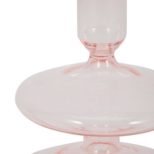 5" Vintage Glass Taper Candle Holder, Pink