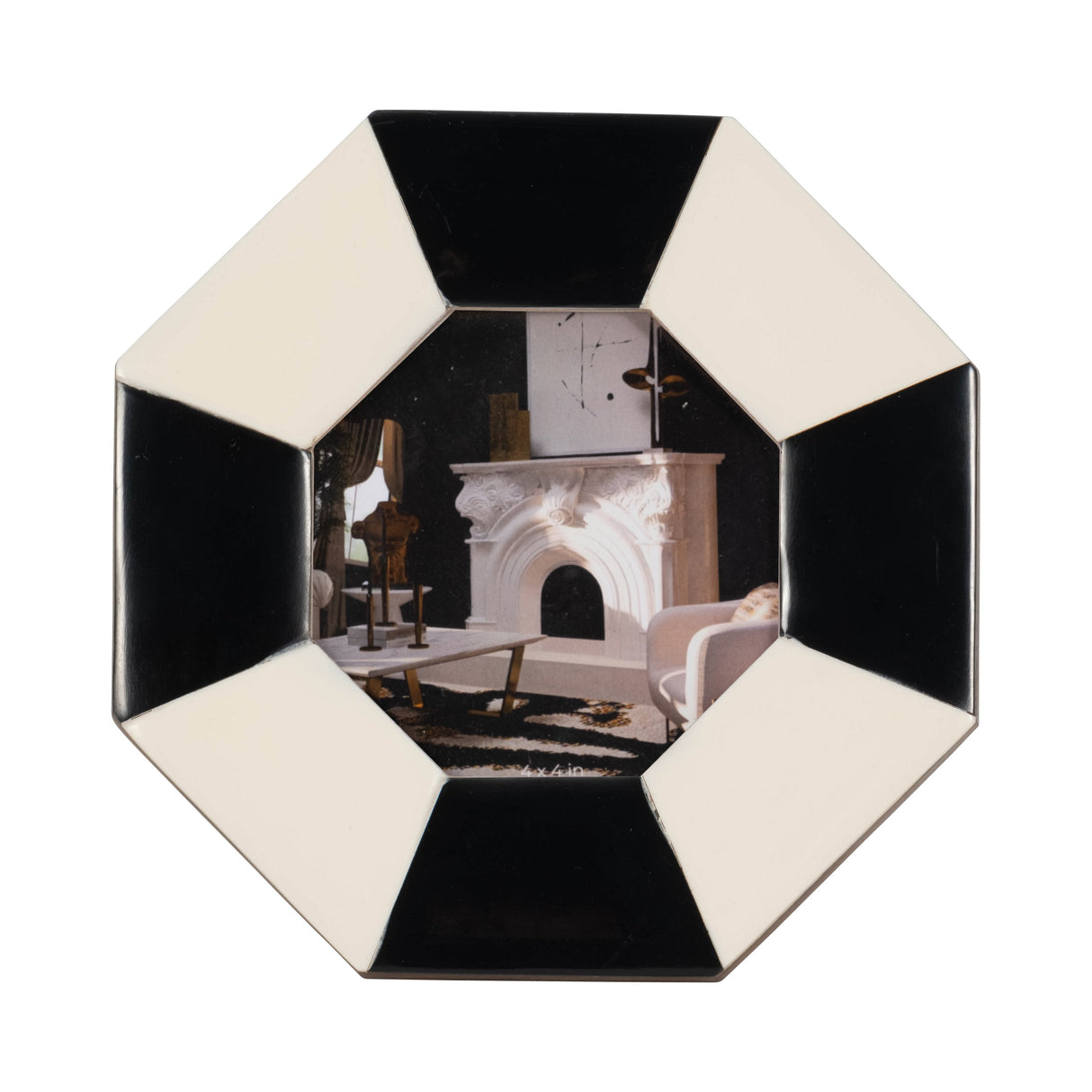 4x4 Contemporary Octagon Photo Frame, Black/white