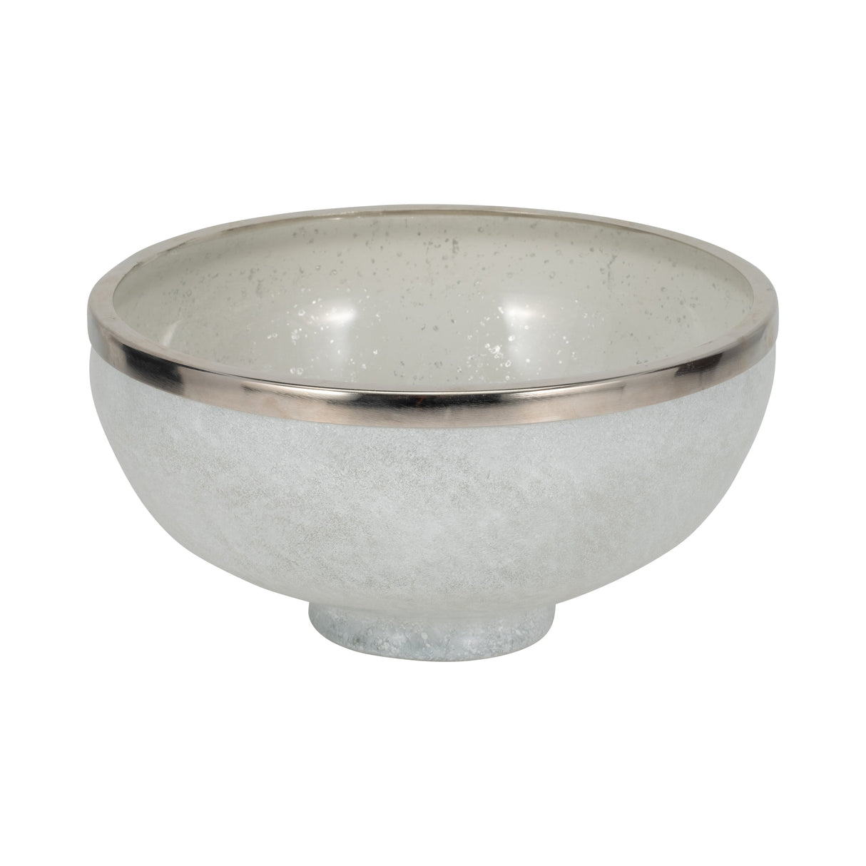 GLASS,13",BOWL W/RING DECO,WHITE