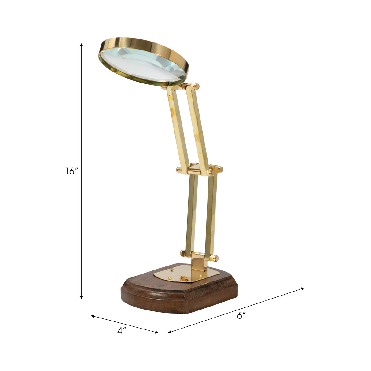 16" Kane Wood Base Magnifying Glass, Gold