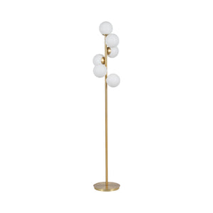 Glass 72" Frosted Globe Floor Lamp, Gold